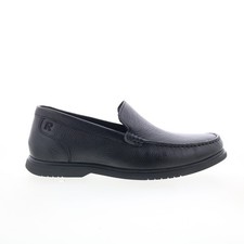 Rockport RM Jensen Mens Black Wide Leather Loafers  Slip Ons Casual Shoes