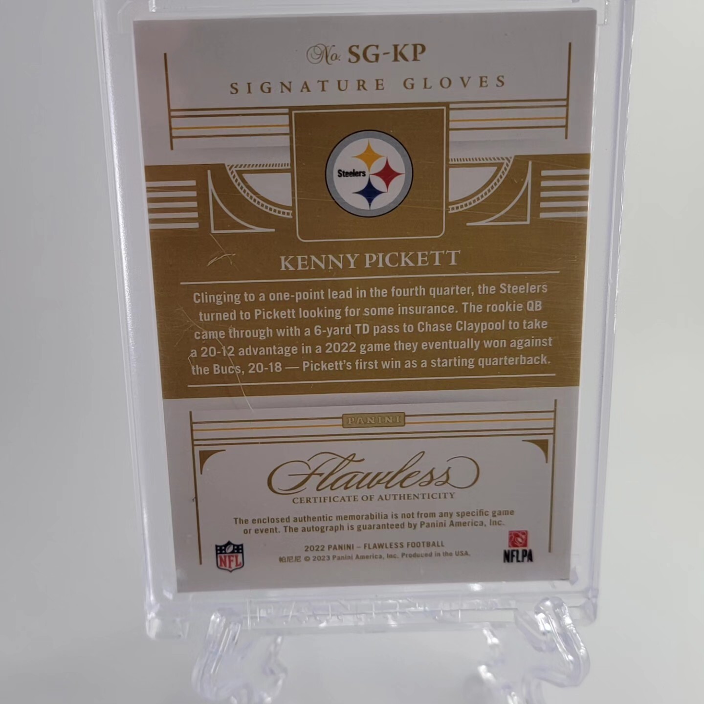 2022 Panini Flawless Kenny Pickett Signature Gloves Emerald RPA 5/5