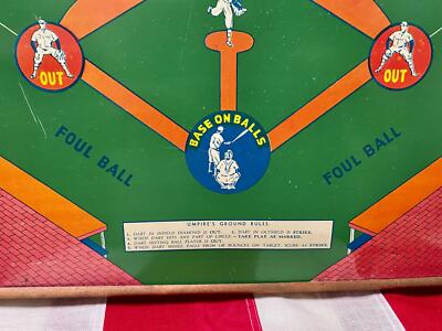 Vintage 1940s Big League Baseball Tin Litho Dart Board Game