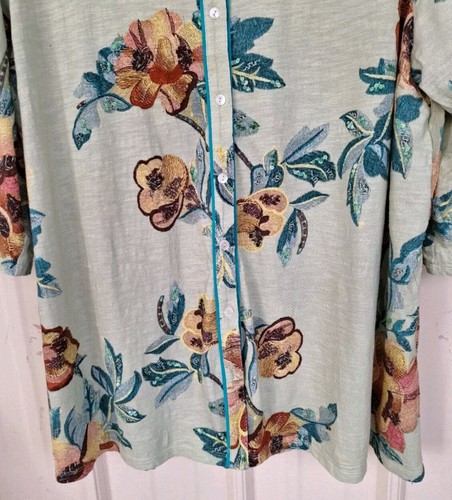 Soft Surrounding Top 3X Button-up 3/4sleeve Tiered Back Cotton Knit Semi Casual - Picture 3 of 9