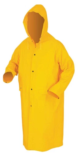 Waterproof Yellow Safety Rain Coat Rain Jacket 49" Detachable Hood .35mm PVC - product listing photo
