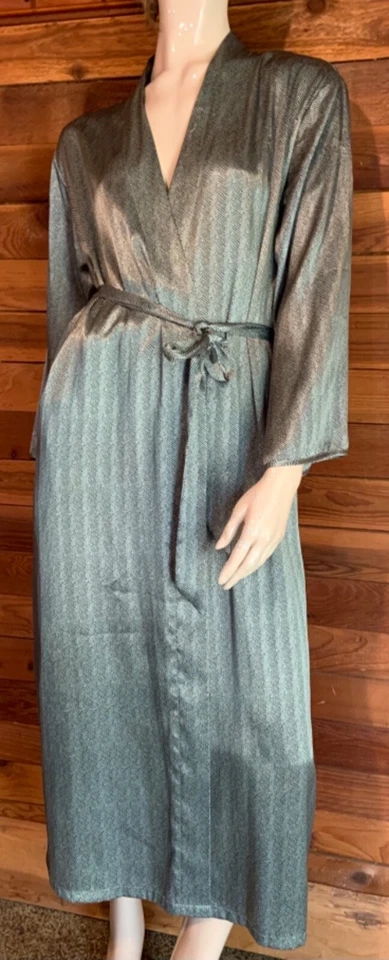 JONES НЬЮ-ЙОРК СЕРЫЙ АТЛАС РАЗМЕР МАЛЕНЬКИЙ ХАЛАТ #12851 - Изображение 4 из 4