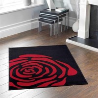 Rosita Black/red Polypropylene Luxurious Floral Large Rug 160 X 220 Cm Rosita Black/red Polypropylene Luxurious Floral Large Rug 160 X 220 Cm