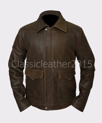 INDIANA JONES HARRISON FORD BROWN COW HIDE REAL LEATHER JACKET