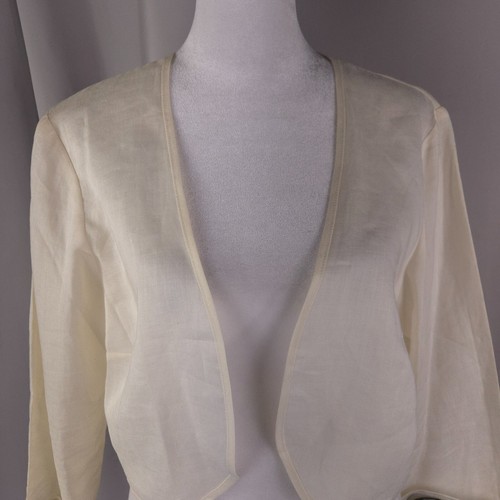 Vintage Womens Jacket Large Cream Cropped Big Button Western Neutral Layer NEW - Picture 2 of 12