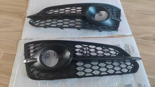 Black Front Fog Grill Grille Light Cover Trim 2pcs For Audi D4PA A8 S8 2015-2017 - Picture 2 of 10