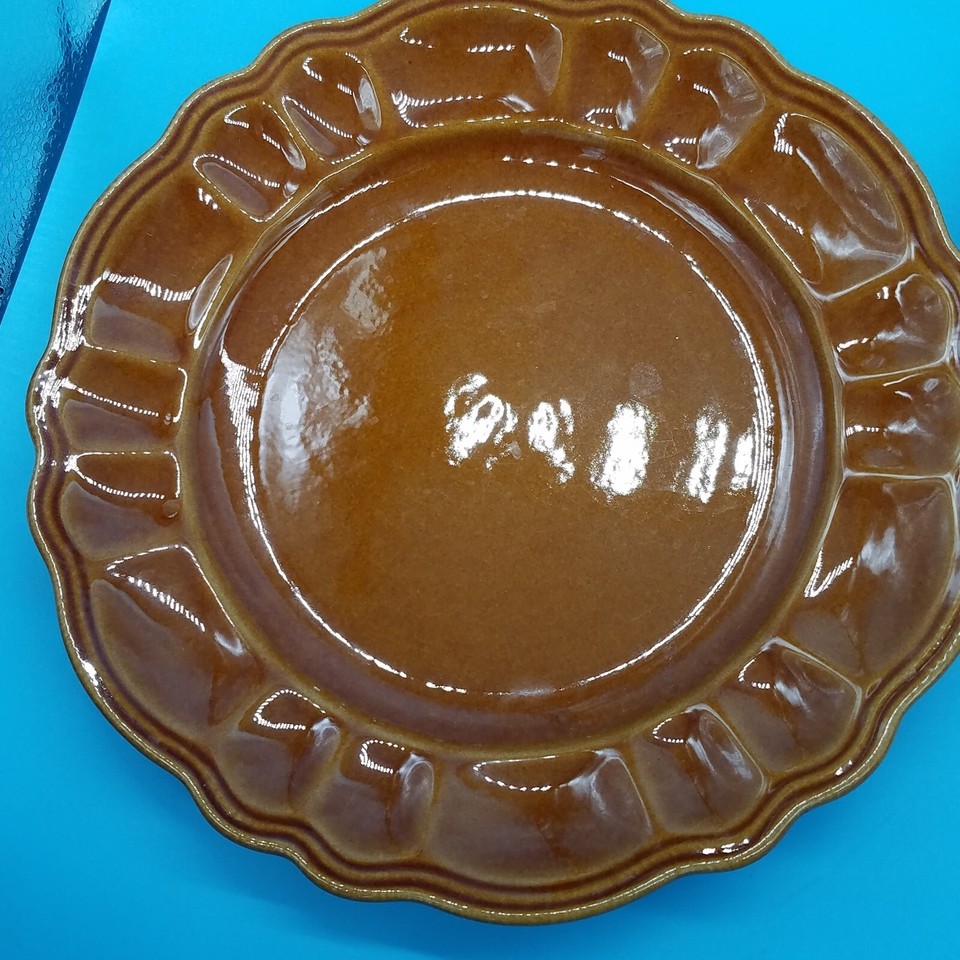 4 pc Vtg 80s Williams Sonoma 10” Brown Queen Anne Dinner Plates