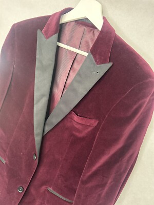 Next Jacket Mens 40R Burgundy Velvet Tuxedo Wedding Prom