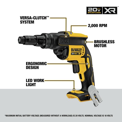 DEWALT 20V MAX XR VersaClutch Adjustable Torque Screwgun (BT) DCF622B