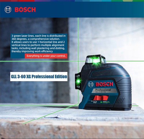 High Precision Bosch Laser Level GLL3-60XG 360 Degree Green Light 12 Line Level - Picture 9 of 10