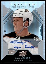 2019-20 UPPER DECK TRILOGY LEVEL 3 INSCRIBED MAX JONES ROOKIE AUTO 07/49 ANAHEIM