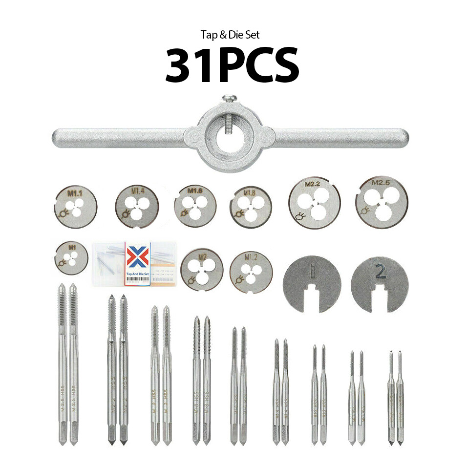 31PCS Metric Tap Wrench& Die Cutter Set M1 M1.1 M1.2 M1.4 M1.6 M1.8 M2 M2.2 M2.5