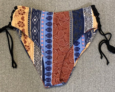 Zaful Bohemian Lace Up Side Bikini Swimsuit Bottoms Womens Medium 6 Paisley