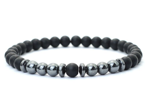 Bracelet de perles en hématite naturelle pour homme et femme - 1 - 8 mm