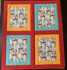 Handmade Patchwork Childrens Baby Quilt Blanket Zebras Giraffes Cars 38" x 32"
