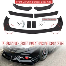 Glossy Black Front Bumper Lip Splitter+Spoiler For Honda Civic Sedan