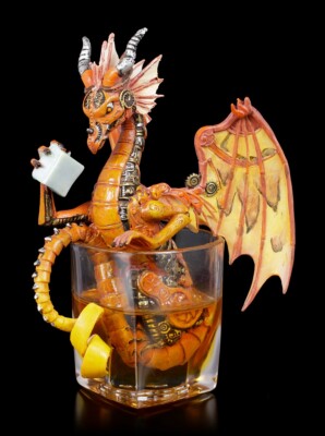 Drachen Figur - Old Fashioned - Stanley Morrison Steampunk Drache Glas 