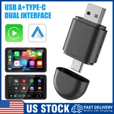2 in 1 Wireless CarPlay Android Auto Dual USB Dongle Mini Adapter OTA Supported