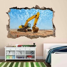 Excavator Construction Equipment Machine Wall Sticker Mural Decal Wallpaper BF6