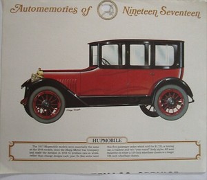1917 Hupmobile 4 dr car calendar print (red & black)