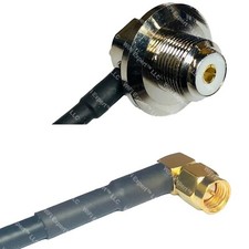 RG58 UHF Female Angle Bulkhead to SMA MALE ANGLE Coaxial RF Cable USA-Ship Lot