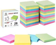 Sticky Notes 3x3 Inches Bulk 28 Pack 2800 Sheets Colored Selfstick Pads 100 Shee