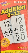 TREND Addition 0-12 Flash Cards, 91 Self-Checking Cards, Age 6 , NEW 