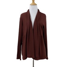 Michael Stars Cardigan Womens S Small Mahogany Open Front Long Sleeve Ribbed