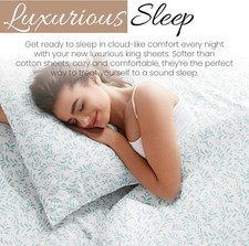 Linen Market Patterned Microfiber King Sheet Set 4 Piece-Light Blue