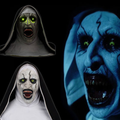 The Nun Valak Mask Cosplay The Conjuring Scary Voice LED Halloween Mask Props