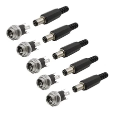 10pcs 5.5 x 2.1mm 12V 3A Plug Male Female Connector Jack Metal Panel
