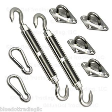 8 PC HARDWARE KIT FOR INSTALLATION OF SQUARE / RECTANGLE SHADE SAILS