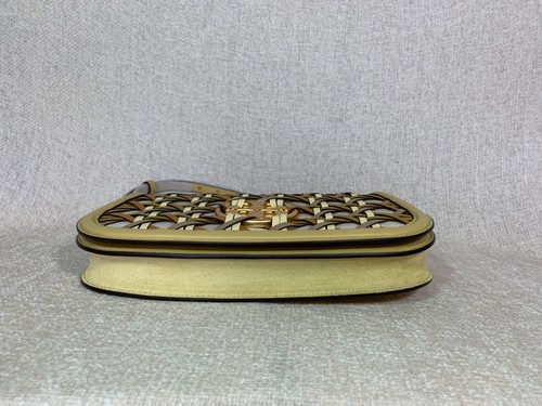 NEW Tory Burch Miller Cornbread Tan/Mustard/Basket Weave Convertible Bag/Clutch - Picture 7 of 12