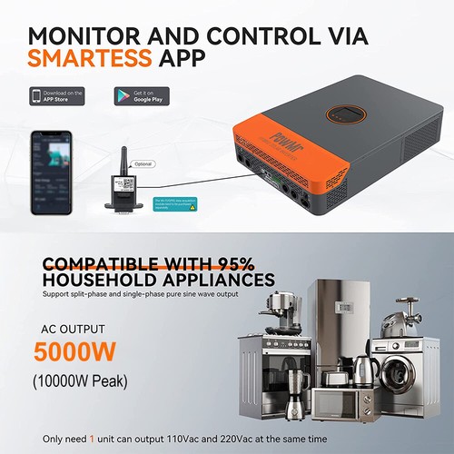 PowMr 5000W Solar Inverter Off Grid Pure Sine Wave AC110V IN 80A MPPT Controller - Picture 27 of 41