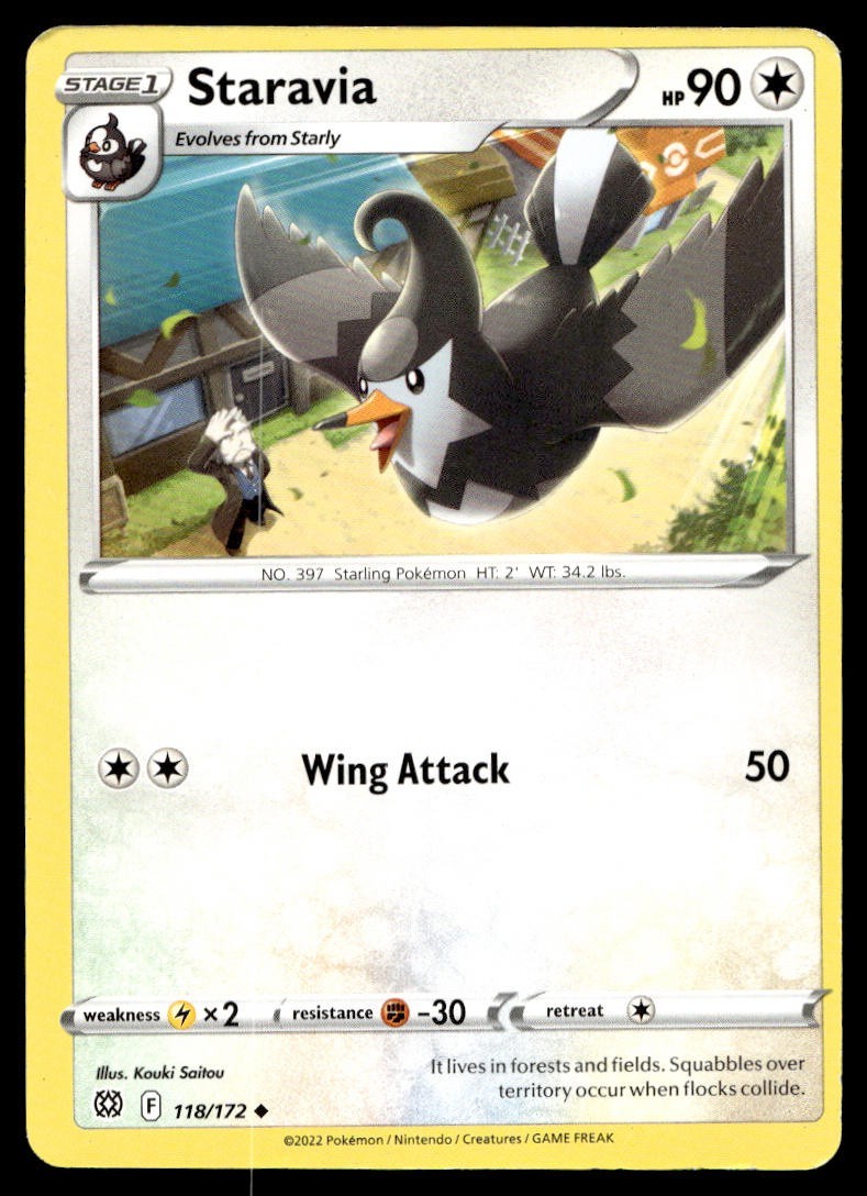 Staravia 118/172 Pokemon Card Brilliant Stars Uncommon 90 HP Lightly Played AL
