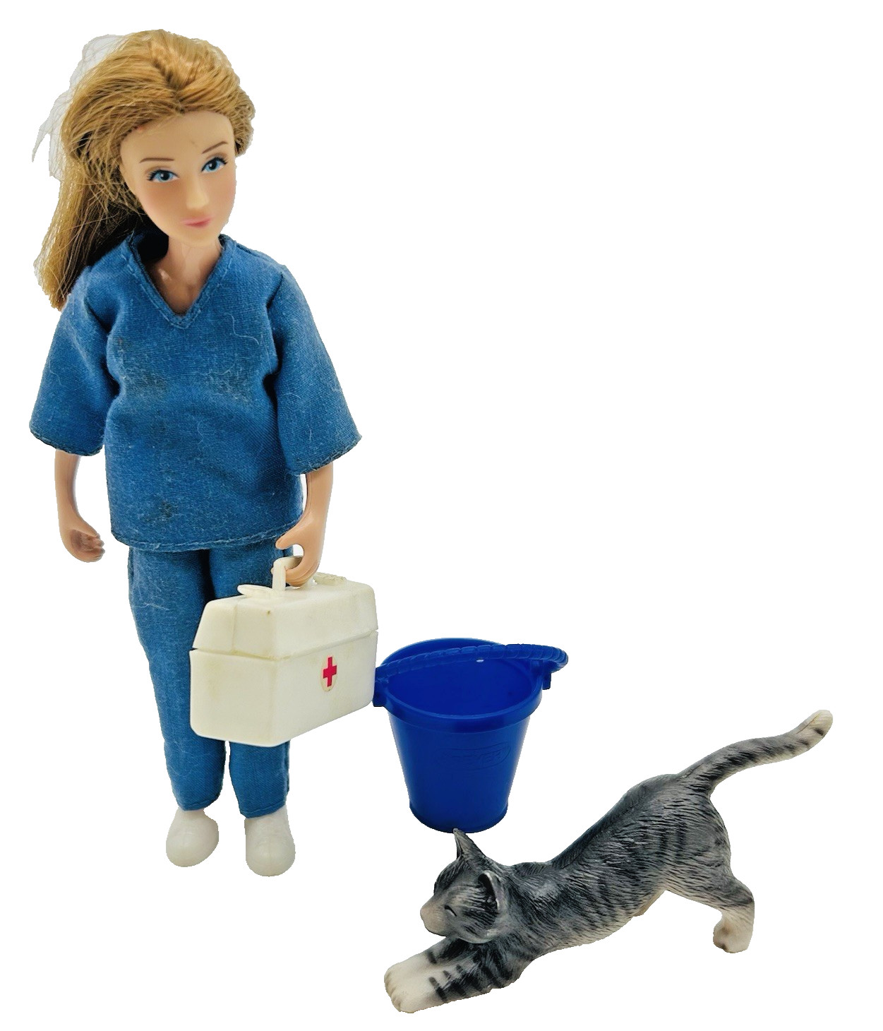 Breyer Classics #61039 Vet Care Set Doll Stretching Cat Medical Bag Pre-Owned
