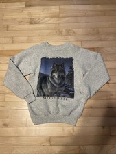 Vintage Wolf Sweatshirt Large (18-20) Youth Made In USA Silhouette AIRWAVES 1993