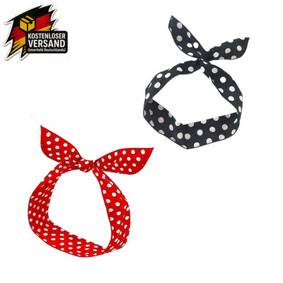 Haarband Polka Dots elastisch Damen für 90er Jahre Retro Rockabilly Fest