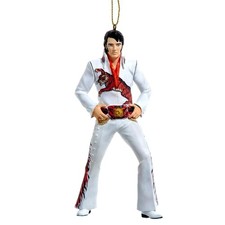 Kurt Adler Resin Christmas Ornament, Elvis Wearing Tiger Jumpsuit, 5.25in