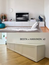 2x IKEA BESTÅ TV Bank 120cm weiß mit Hanviken Türen – montiert - Abholung Berlin