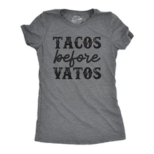 Womens Tacos Before Vatos T Shirt Funny Mexican Food Lovers Joke Tee for Ladies