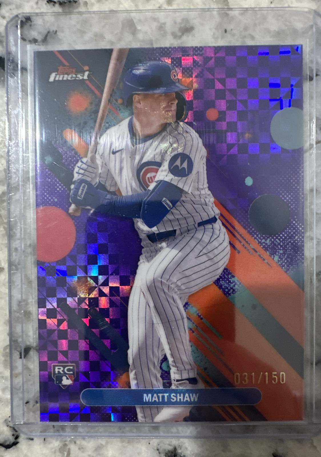 2025 Topps Finest - Common Matt Shaw #85 Purple Checkerboard Refractor /150 (RC)