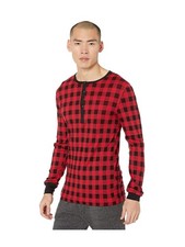 2(X)IST ESSENTIALS Mens Red Henley Plaid Thermal Underwear S