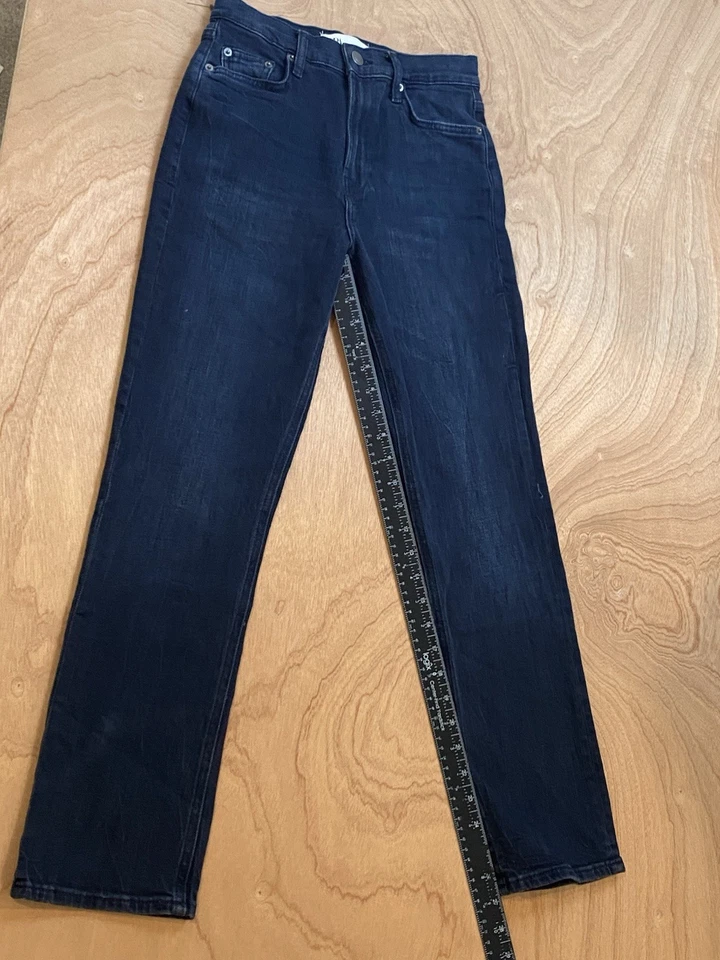 Jeans Zara para mujer talla 2 tiro alto lavado oscuro denim Foto 3 de 4