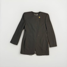 Vintage Linda Allard Ellen Tracy Blazer Black Pure Wool Collarless Jacket 4