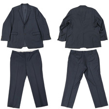 Ralph Lauren Wool 2 Piece Suit 50L 44x31, Solid Navy Blue, 2 Button, Notch Lapel