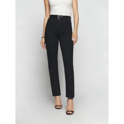 Reformation Liza Ultra High Rise Slim Straight Jeans Organic Cotton Black 25
