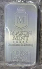 Vintage Mason Mint 10 Troy oz 999 Silver Bar with Older Version Rounded Corners
