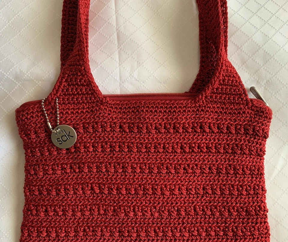 The Sak Crochet Shoulder Double Handled Tote Bag - Color Red - 10.5 (L), 11” (H) - Image 2 of 4
