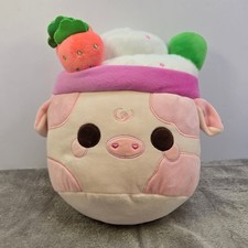 Cuddle Barn Plushgoals Strawberry Cow Milkshake Plush Pink Dessert 9 Inch